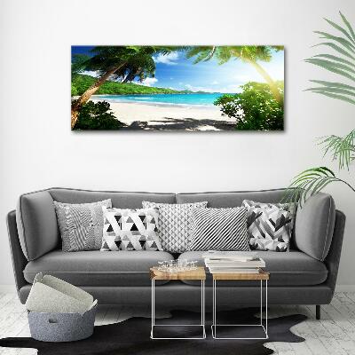 Wall art on glass Seychelles beach