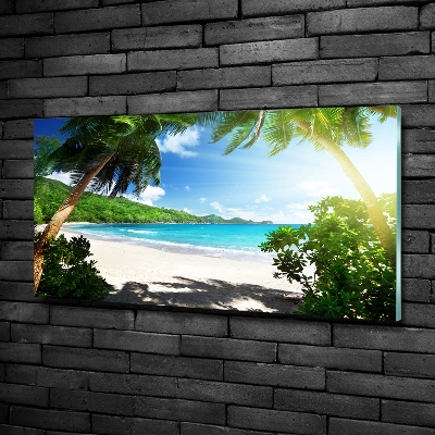 Wall art on glass Seychelles beach