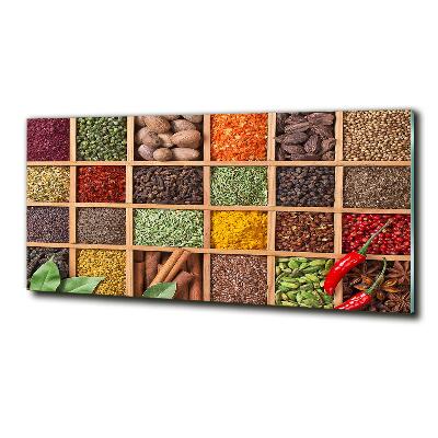 Glass wall art large Spices and herbs