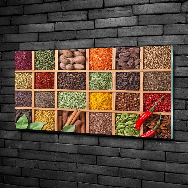 Glass wall art large Spices and herbs