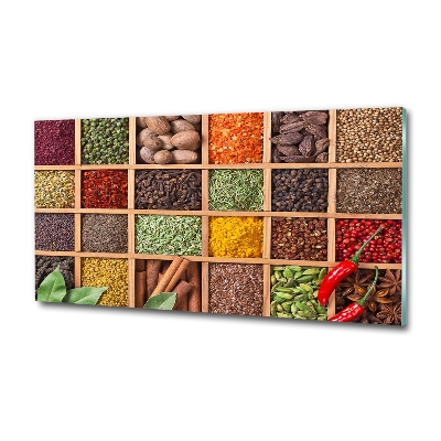 Glass wall art large Spices and herbs