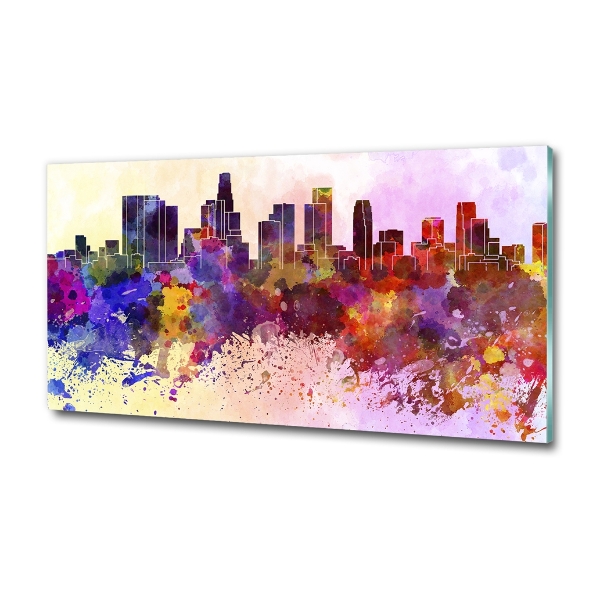 Printed glass wall art Los angeles colors