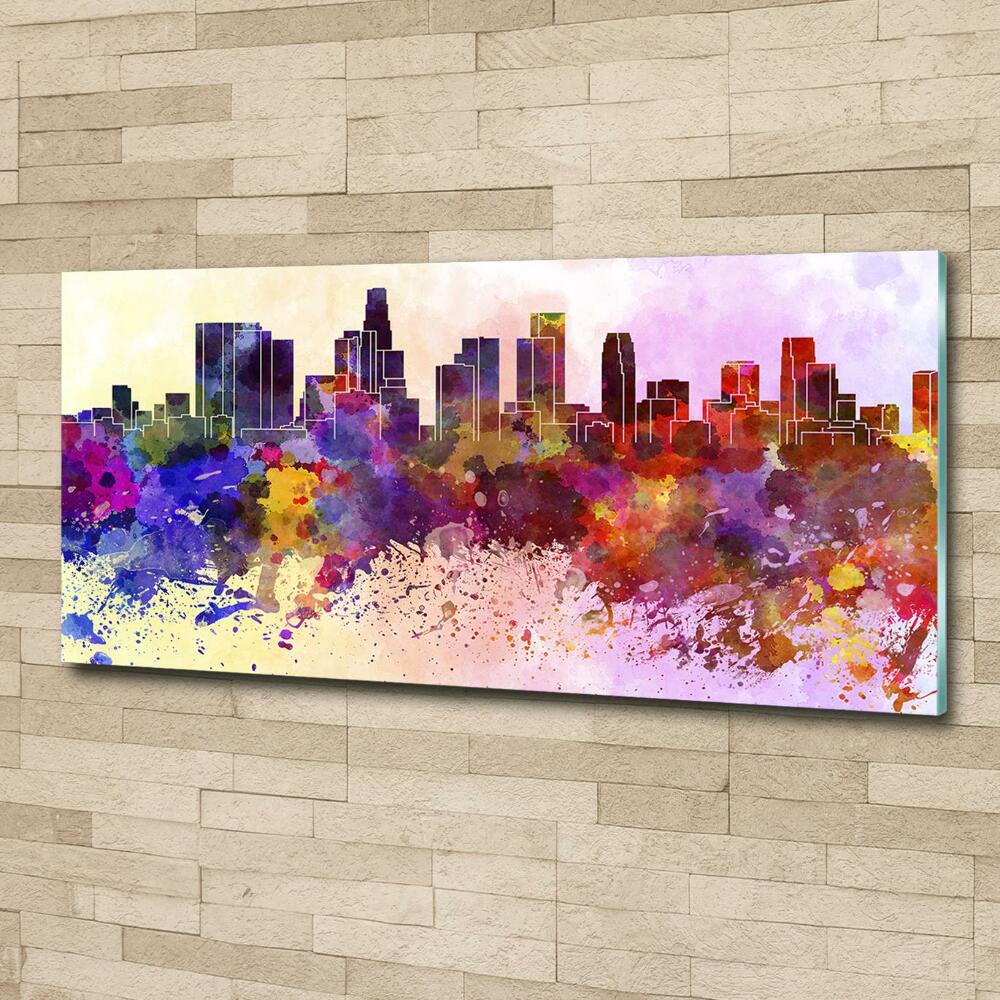 Printed glass wall art Los angeles colors