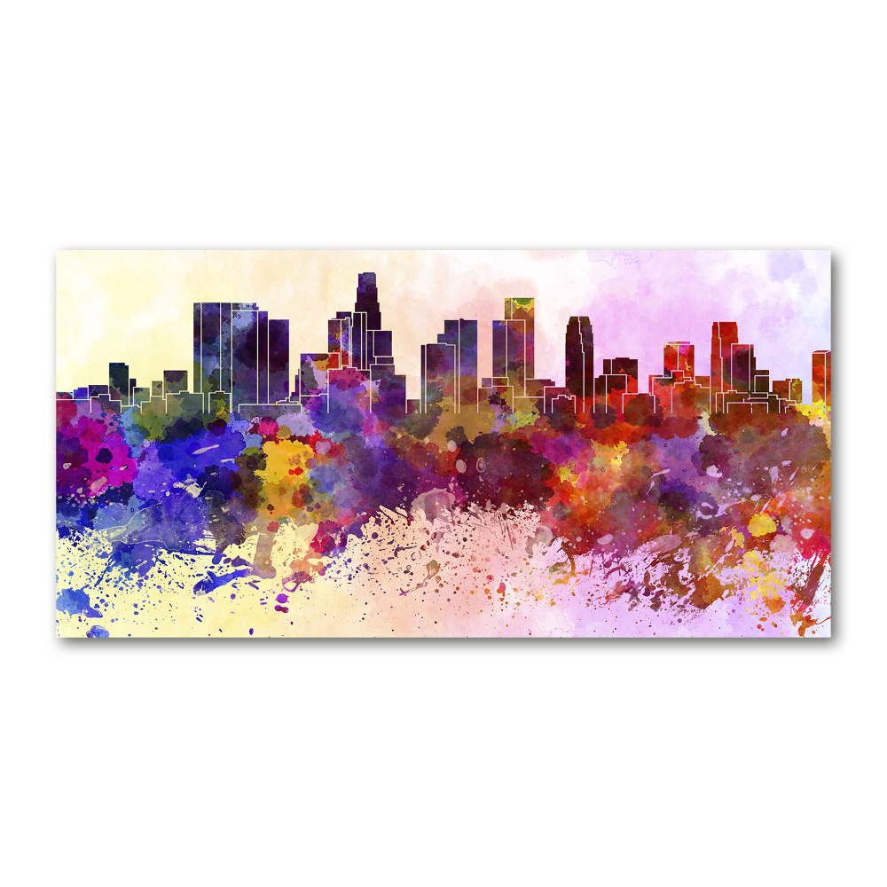 Printed glass wall art Los angeles colors