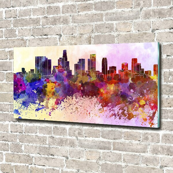 Printed glass wall art Los angeles colors