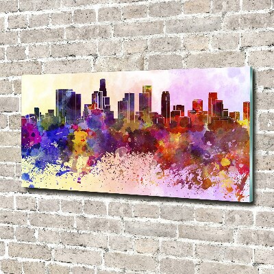 Printed glass wall art Los angeles colors