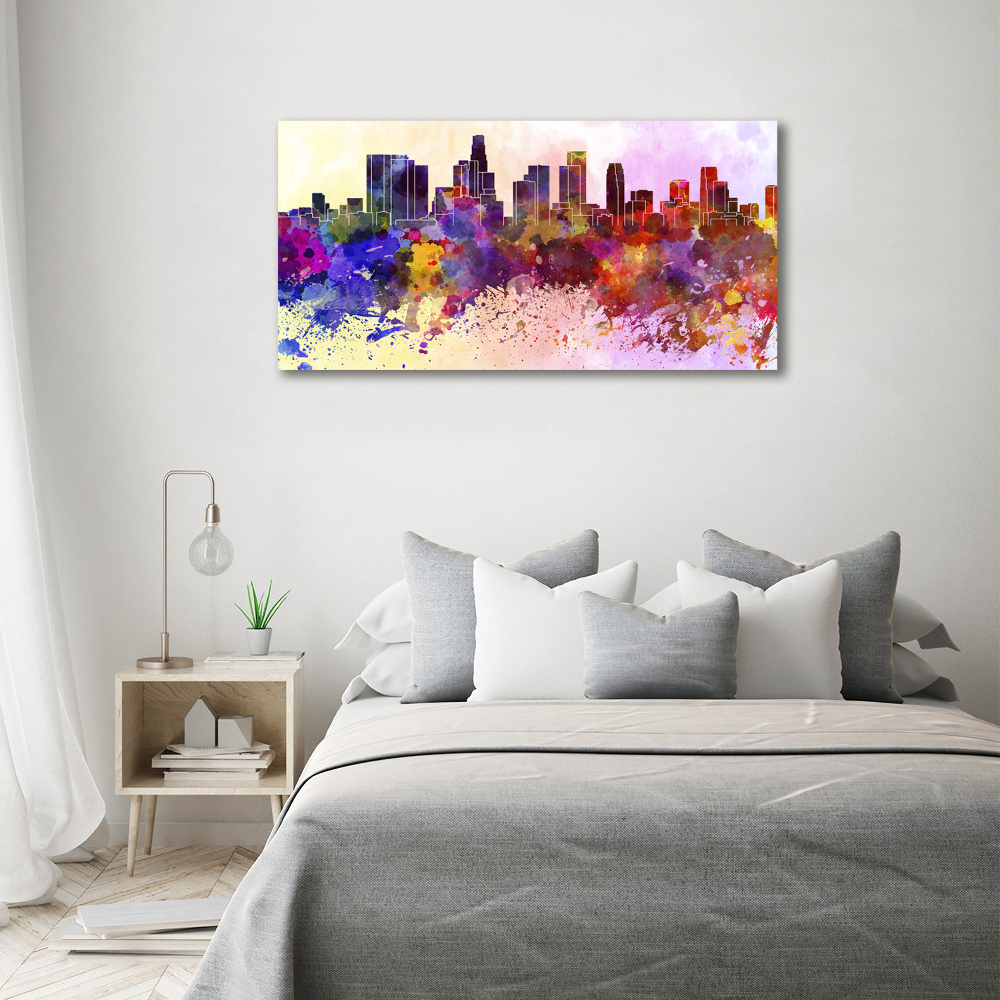 Printed glass wall art Los angeles colors