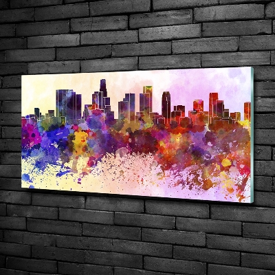 Printed glass wall art Los angeles colors