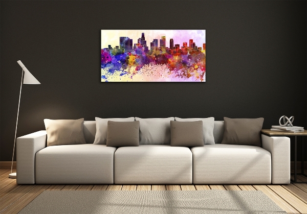 Printed glass wall art Los angeles colors