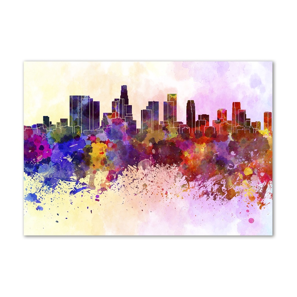 Printed glass wall art Los angeles colors