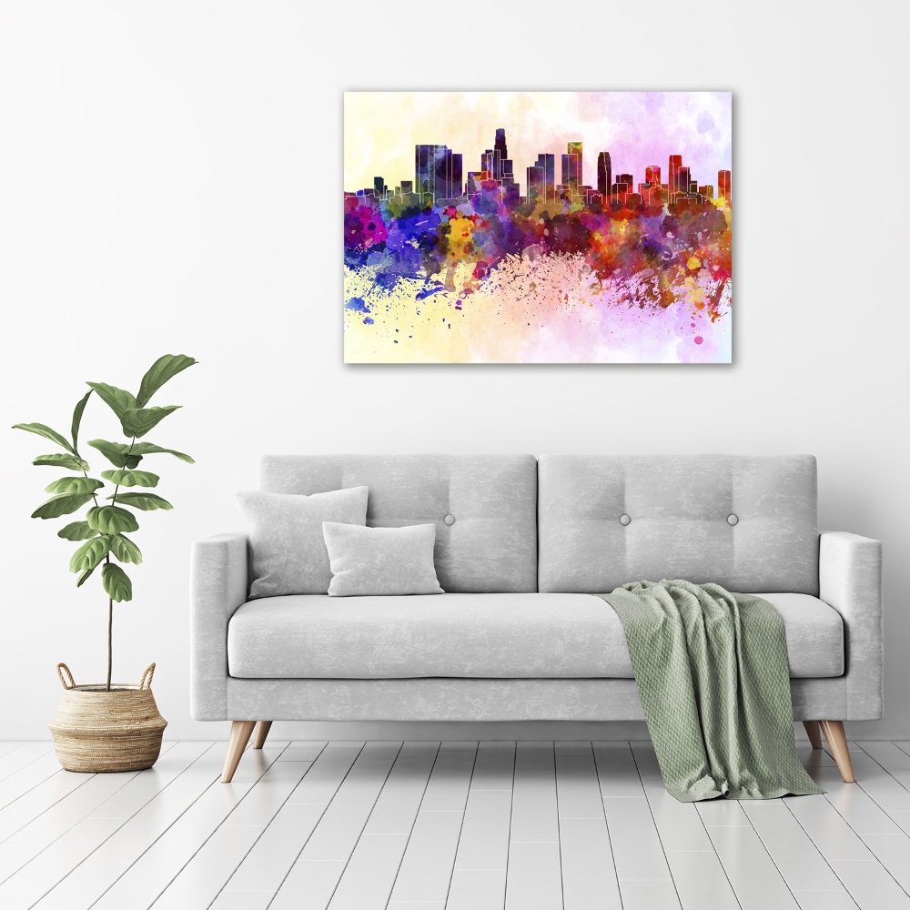 Printed glass wall art Los angeles colors