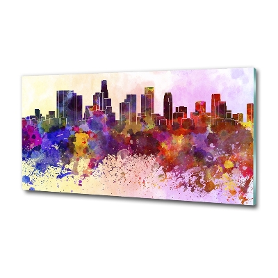 Printed glass wall art Los angeles colors