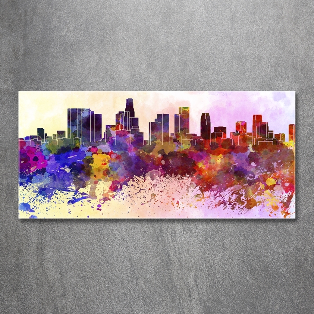 Printed glass wall art Los angeles colors