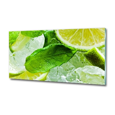 Glass wall art large Ice lime