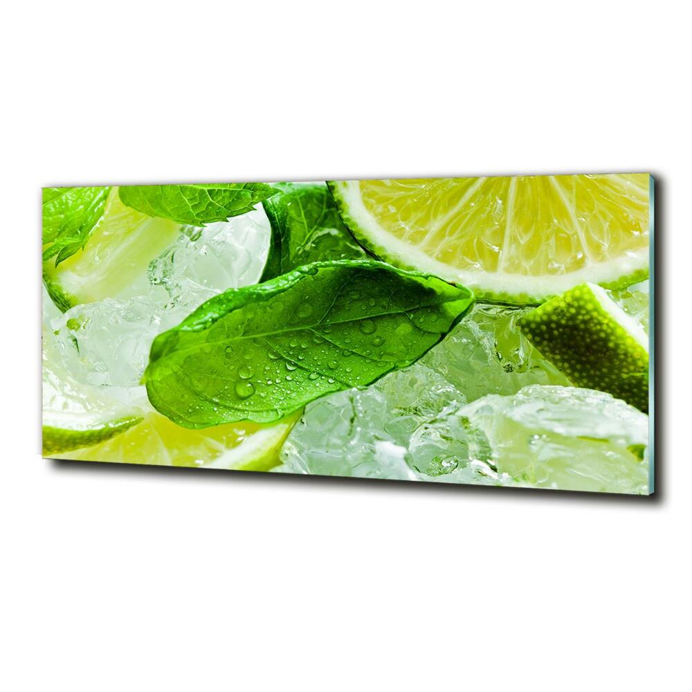 Glass wall art large Ice lime