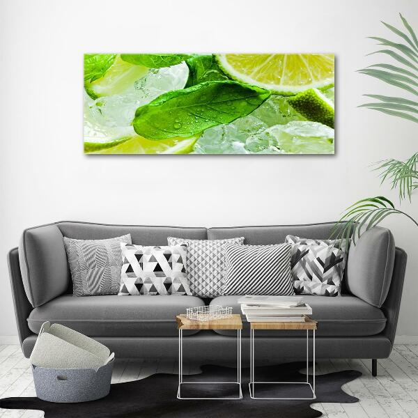 Glass wall art large Ice lime