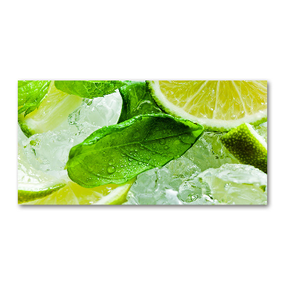 Glass wall art large Ice lime