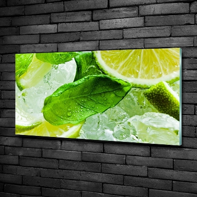 Glass wall art large Ice lime