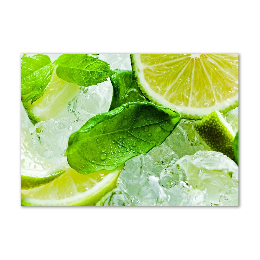 Glass wall art large Ice lime