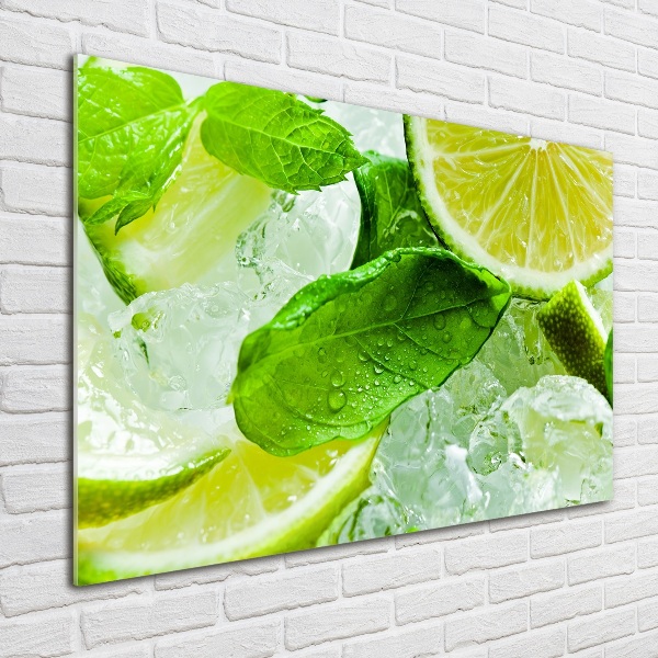 Glass wall art large Ice lime