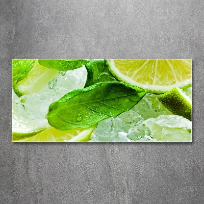 Glass wall art large Ice lime