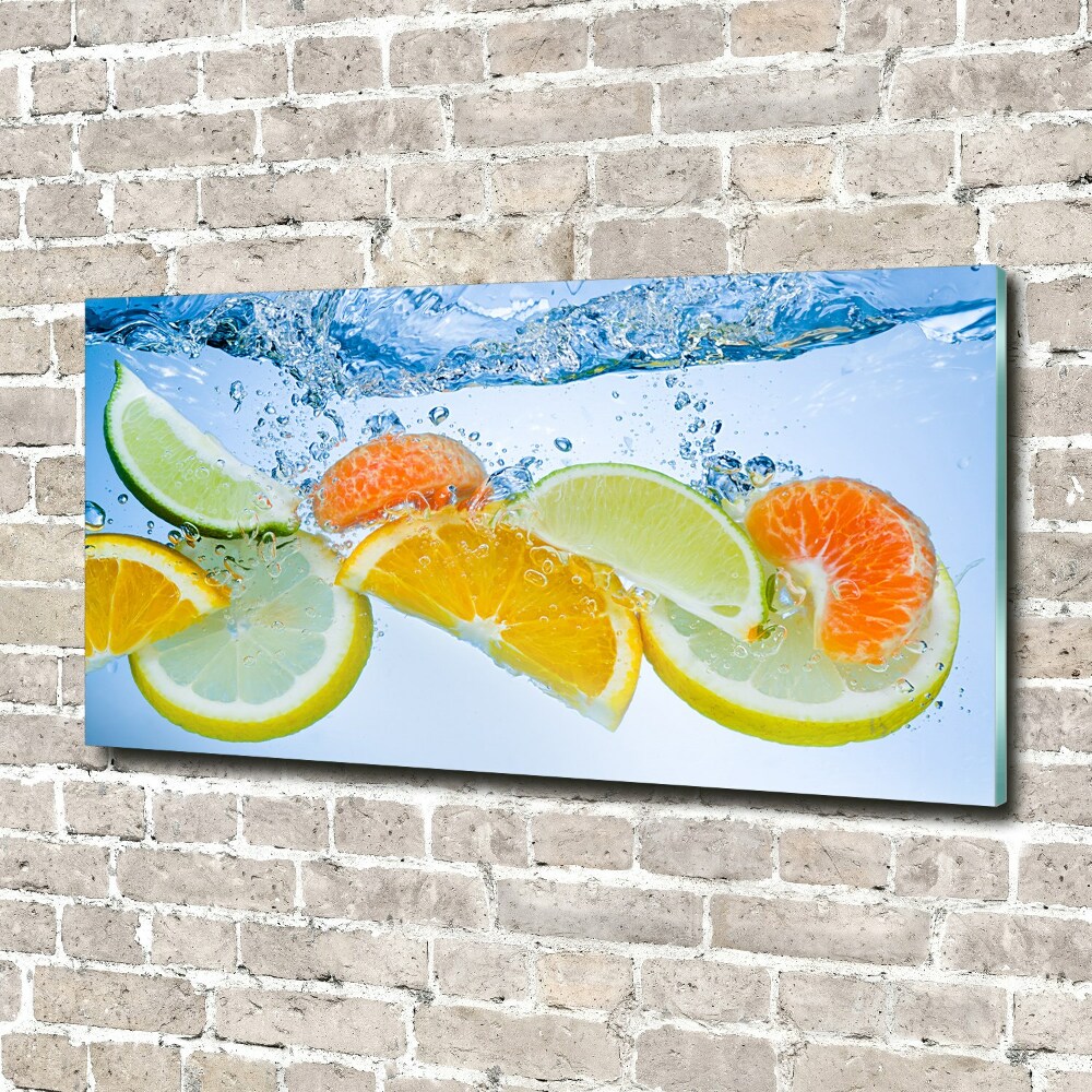 Glass picture print Citruses under water