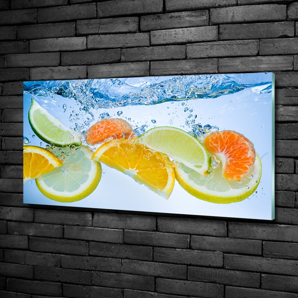 Glass picture print Citruses under water