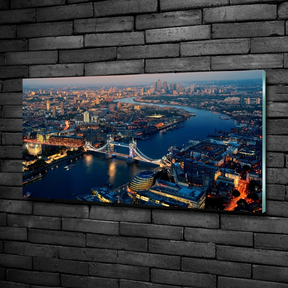 Printed glass wall art London from a bird's eye view