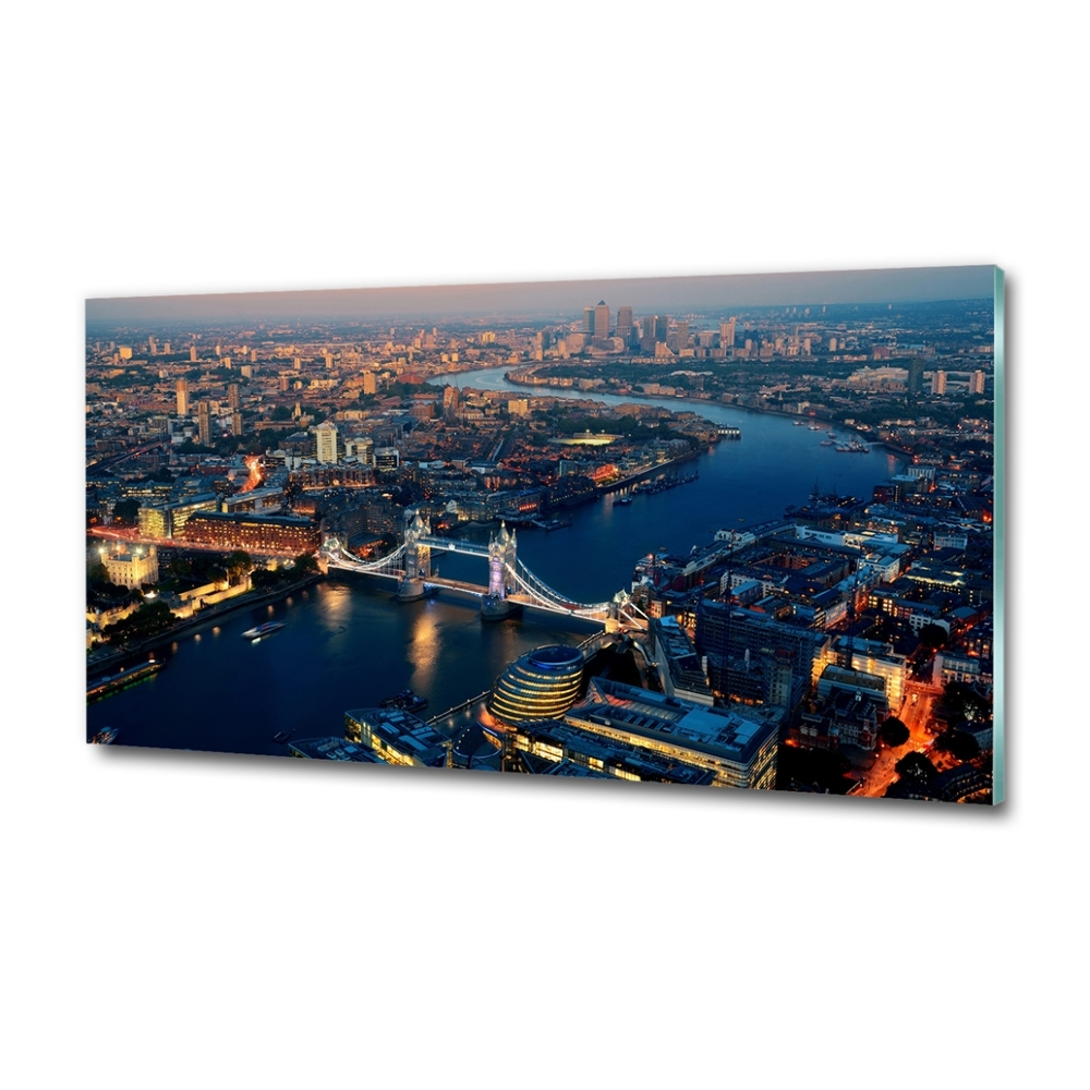 Printed glass wall art London from a bird's eye view