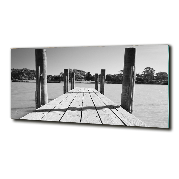 Printed glass wall art Wooden pier