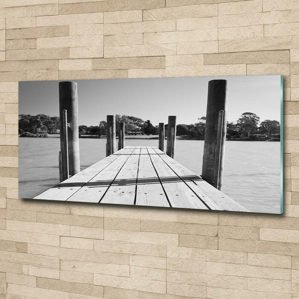 Printed glass wall art Wooden pier