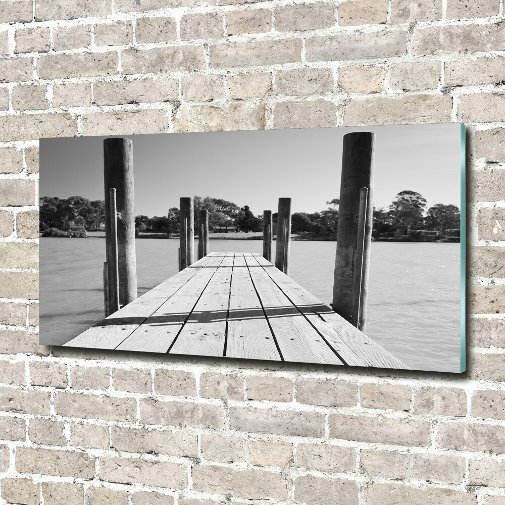 Printed glass wall art Wooden pier