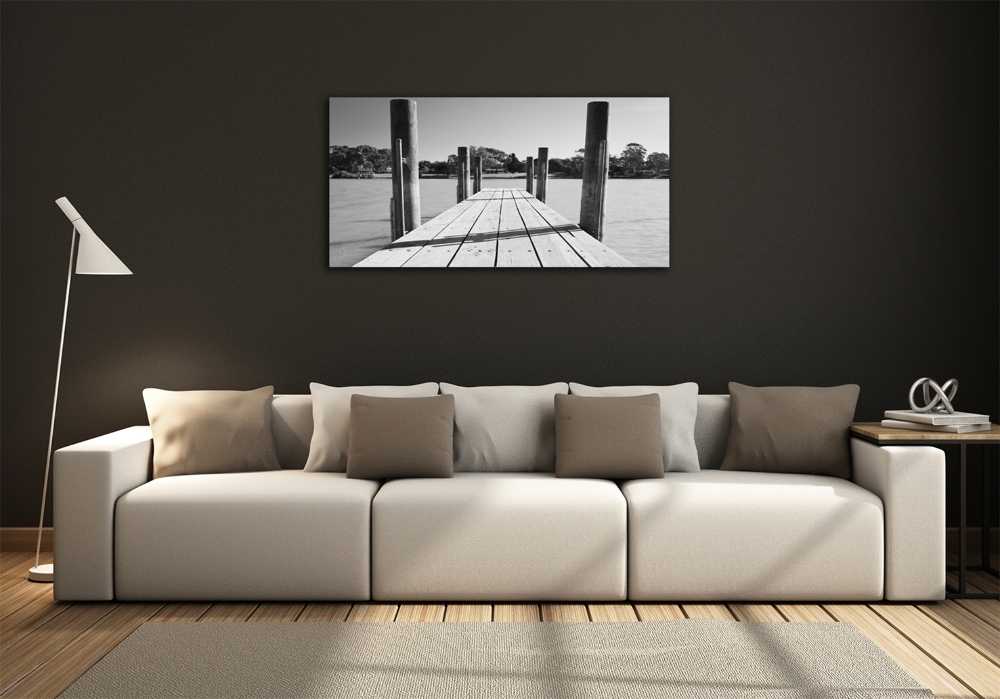 Printed glass wall art Wooden pier