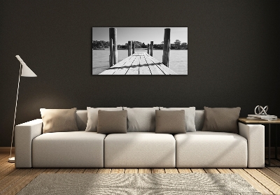 Printed glass wall art Wooden pier