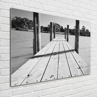 Printed glass wall art Wooden pier