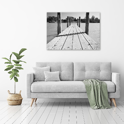 Printed glass wall art Wooden pier