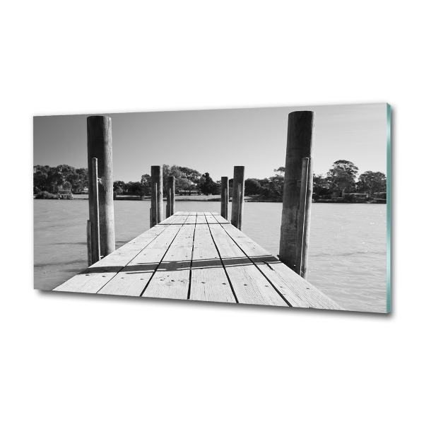 Printed glass wall art Wooden pier