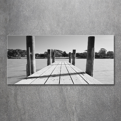 Printed glass wall art Wooden pier