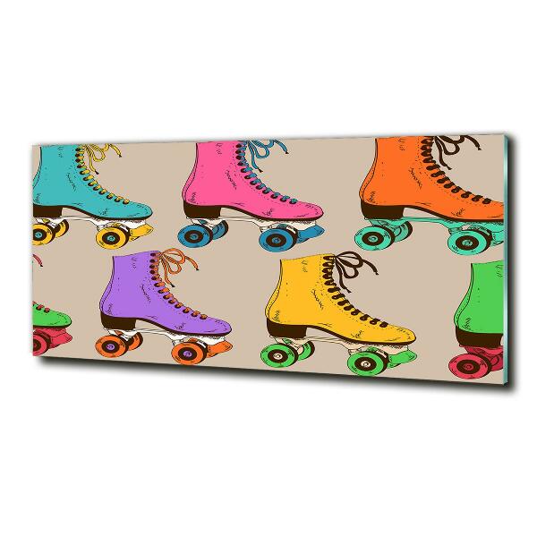 Wall art on glass Colored roller skates