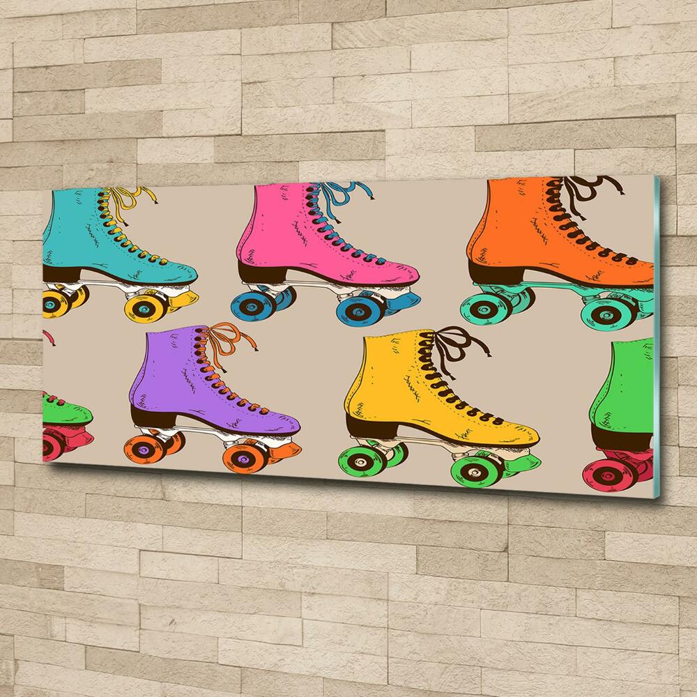 Wall art on glass Colored roller skates