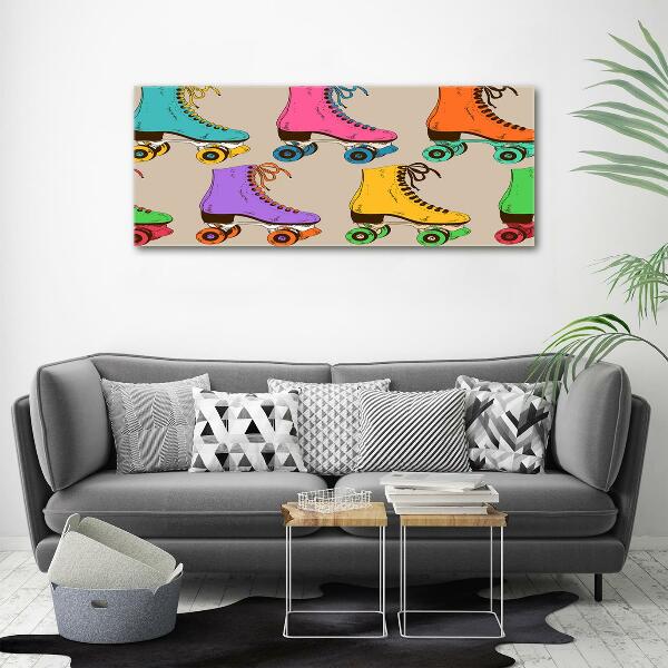 Wall art on glass Colored roller skates