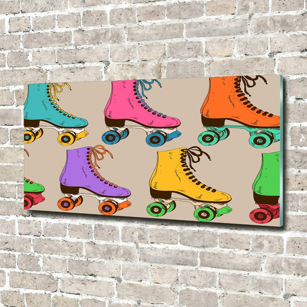 Wall art on glass Colored roller skates