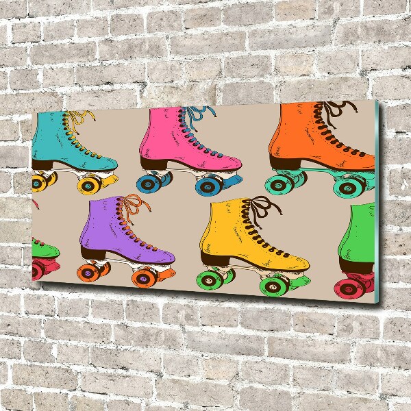 Wall art on glass Colored roller skates