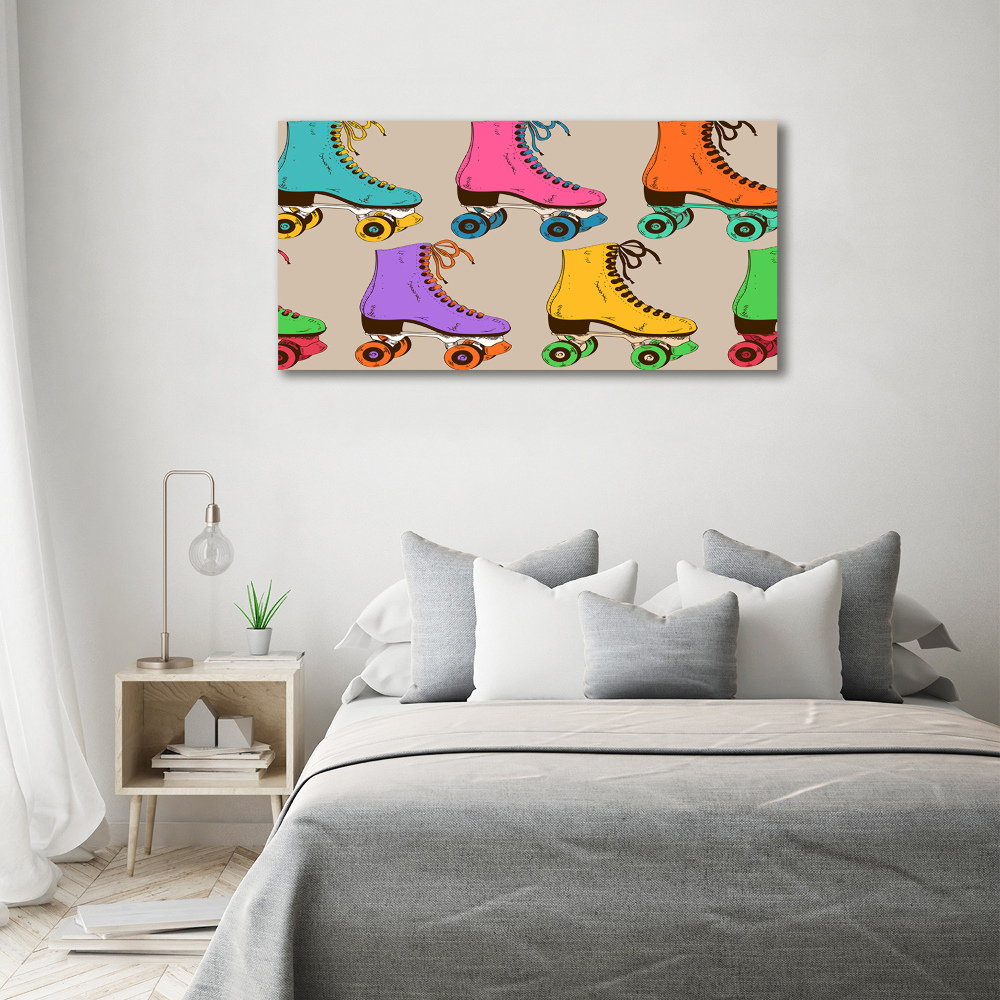 Wall art on glass Colored roller skates