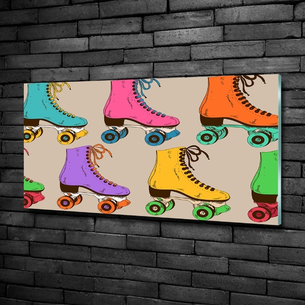 Wall art on glass Colored roller skates