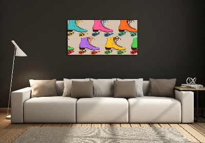 Wall art on glass Colored roller skates