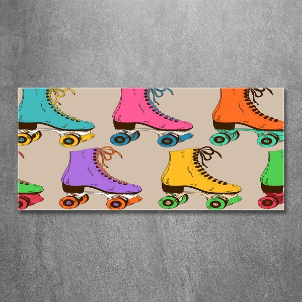 Wall art on glass Colored roller skates