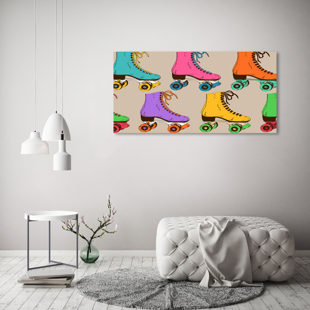 Wall art on glass Colored roller skates