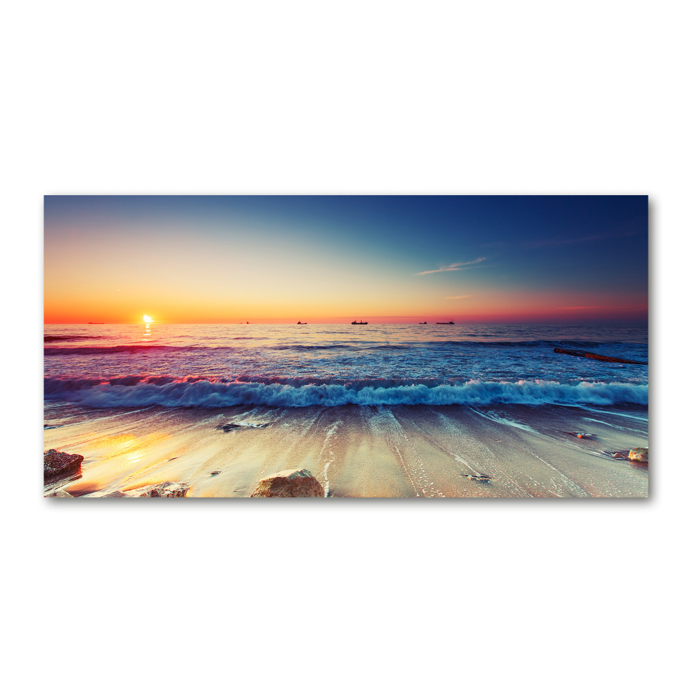 Glass wall art Sunrise sea