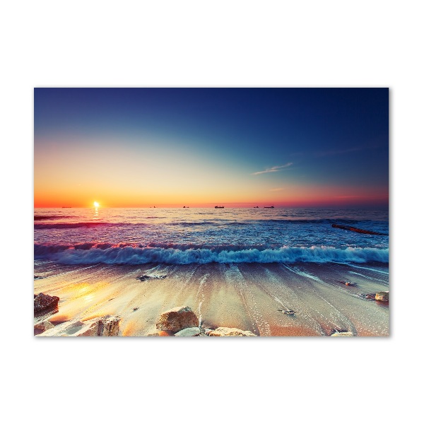 Glass wall art Sunrise sea